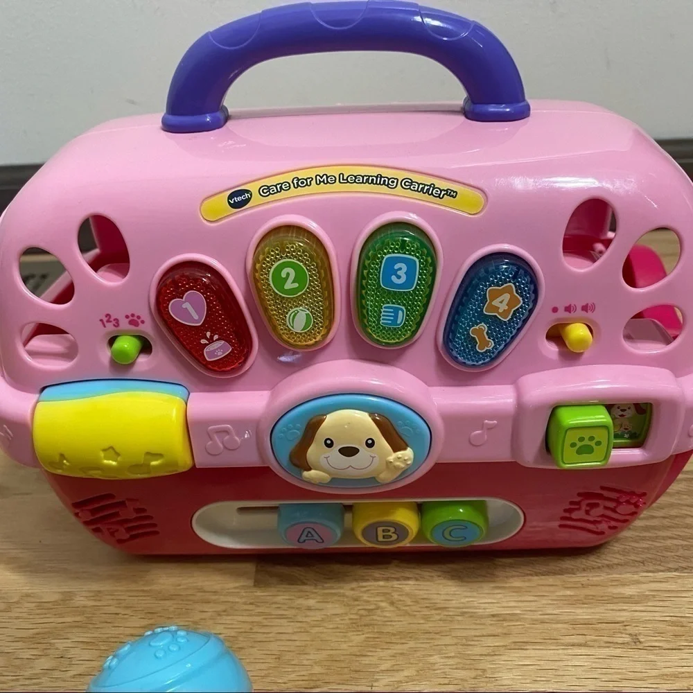 V-tech Care for Me Learning Puppy Kids Toy Pink Stuffed Animal Sing Music
